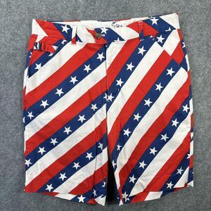 Royal & Awesome Shorts Mens 32 Red White Blue USA Flag Golf Chino Patriotic